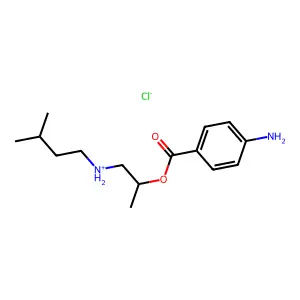 Benzoic acid, p-amino-, (2-(isopentylamino)-1-methyl)ethyl ester, hydrochloride structure