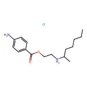 Benzoic acid, p-amino-, 2-((1-methylhexyl)amino)ethyl ester, hydrochloride structure
