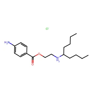 Benzoic acid, p-amino-, 2-((1-butylpentyl)amino)ethyl ester, hydrochloride structure