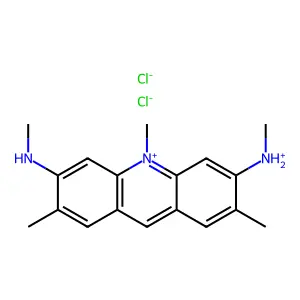 Acridinium, 3,6-bis(methylamino)-2,7,10-trimethyl-, chloride, hydrochloride structure