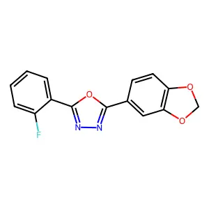 2-(1,3-Benzodioxol-5-yl)-5-(2-fluorophenyl)-1,3,4-oxadiazole structure