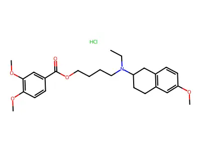 4-(Ethyl(1,2,3,4-tetrahydro-6-methoxy-2-naphthalenyl)amino)butyl 3,4-dimethoxybenzoate HCl structure