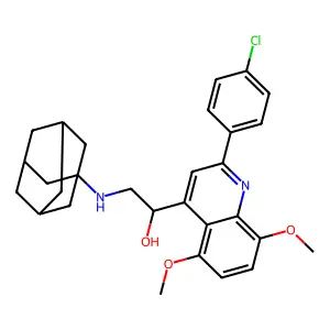 1-[2-(4-Chlorophenyl)-5,8-dimethoxyquinolin-4-yl]-2-[(tricyclo[3.3.1.1~3,7~]decan-1-yl)amino]ethan-1-ol structure
