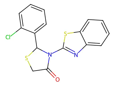 4-Thiazolidinone, 3-(2-benzothiazolyl)-2-(o-chlorophenyl)- structure