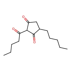 2-Pentanoyl-4-pentylcyclopentane-1,3-dione structure