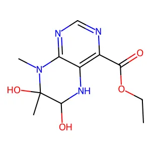 Ethyl 6,7-dihydroxy-7,8-dimethyl-5,6-dihydropteridine-4-carboxylate structure