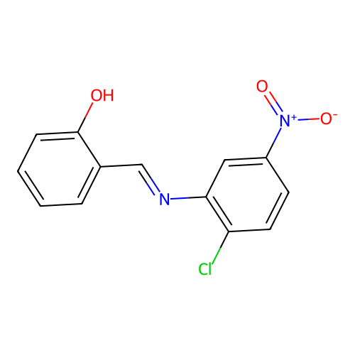 2-{(E)-[(2-chloro-5-nitrophenyl)imino]methyl}phenol structure