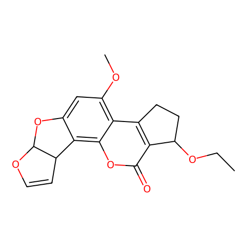 1-Ethoxy-2,3,6a,9a-tetrahydro-4-methoxycyclopenta[c]furo[3   ,2   :4,5]furo[2,3-h][1]benzopyran-11(1H)-one structure
