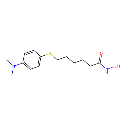 6-[4-(dimethylamino)phenyl]sulfanyl-N-hydroxyhexanamide structure