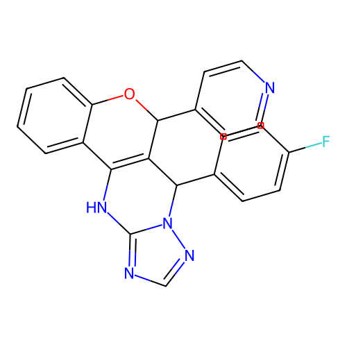 7-(4-FLUOROPHENYL)-6-(4-PYRIDINYL)-7,12-DIHYDRO-6H-CHROMENO[4,3-D][1,2,4]TRIAZOLO[1,5-A]PYRIMIDINE structure