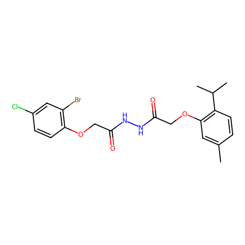 2-(2-bromo-4-chlorophenoxy)-N'-[2-(5-methyl-2-propan-2-ylphenoxy)acetyl]acetohydrazide structure