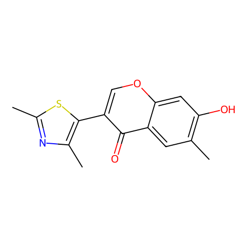 4H-Chromen-4-one, 7-hydroxy-6-methyl-3-(2,4-dimethyl-5-thiazolyl)- structure