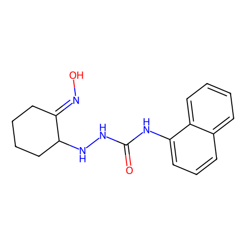 (E)-2-(2-(hydroxyimino)cyclohexyl)-N-(naphthalen-1-yl)hydrazinecarboxamide structure