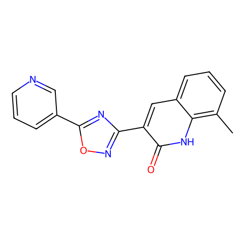 8-methyl-3-[5-(pyridin-3-yl)-1,2,4-oxadiazol-3-yl]quinolin-2(1H)-one structure