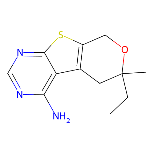 6H-7-Oxa-9-thia-1,3-diazafluorene, 4-amino-6-ethyl-6-methyl-5,8-dihydro- structure