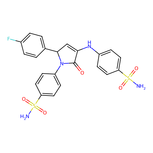 4-((5-(4-fluorophenyl)-2-oxo-1-(4-sulfamoylphenyl)-2,5-dihydro-1H-pyrrol-3-yl)amino)benzenesulfonamide structure