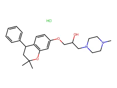 1-Piperazineethanol, alpha-(((2,2-dimethyl-4-phenyl-3,4-dihydro-2H-1-benzopyran-7-yl)oxy)methyl)-4-methyl-, hydrochloride structure