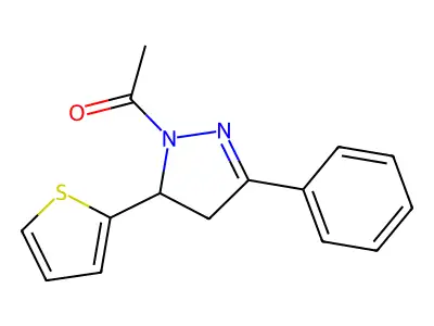 1-(5-Phenyl-3-thiophen-2-yl-3,4-dihydropyrazol-2-yl)ethanone structure