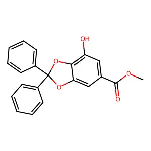 7-Hydroxy-2,2-diphenyl-benzo(1,3)dioxole-5-carboxylic acid methyl ester structure