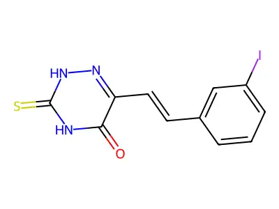 6-[2-(3-iodophenyl)ethenyl]-3-sulfanylidene-2H-1,2,4-triazin-5-one structure