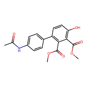 Dimethyl 4'-(acetylamino)-4-hydroxybiphenyl-2,3-dicarboxylate structure