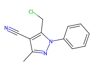 5-(chloromethyl)-3-methyl-1-phenyl-1H-pyrazole-4-carbonitrile structure
