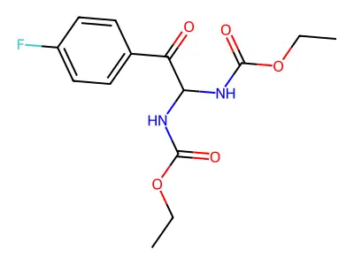 Diethyl [2-(4-fluorophenyl)-2-oxoethane-1,1-diyl]biscarbamate structure