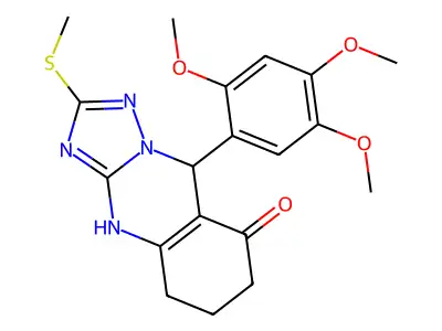2-(methylsulfanyl)-9-(2,4,5-trimethoxyphenyl)-5,6,7,9-tetrahydro[1,2,4]triazolo[5,1-b]quinazolin-8(4H)-one structure