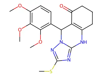 2-(methylthio)-9-(2,3,4-trimethoxyphenyl)-5,6,7,9-tetrahydro[1,2,4]triazolo[5,1-b]quinazolin-8(4H)-one structure