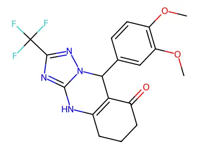 9-(3,4-dimethoxyphenyl)-2-(trifluoromethyl)-5,6,7,9-tetrahydro-4H-[1,2,4]triazolo[5,1-b]quinazolin-8-one structure