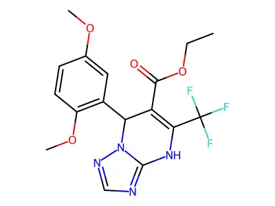 7-(2,5-dimethoxyphenyl)-5-(trifluoromethyl)-1,7-dihydro-[1,2,4]triazolo[1,5-a]pyrimidine-6-carboxylic acid ethyl ester structure