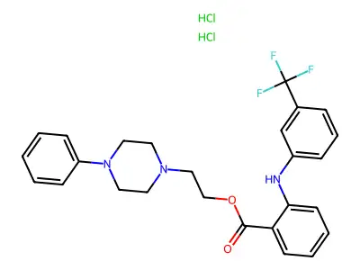 Benzoic acid, 2-((3-(trifluoromethyl)phenyl)amino)-, 2-(4-phenyl-1-piperazinyl)ethyl ester, dihydrochloride structure