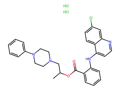 Benzoic acid, 2-((7-chloro-4-quinolinyl)amino)-, 1-methyl-2-(4-phenyl-1-piperazinyl)ethyl ester, dihydrochloride structure