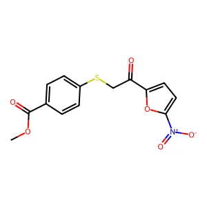 Methyl 4-{[2-(5-nitrofuran-2-yl)-2-oxoethyl]sulfanyl}benzoate structure