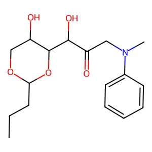 1-hydroxy-1-(5-hydroxy-2-propyl-1,3-dioxan-4-yl)-3-(N-methylanilino)propan-2-one structure