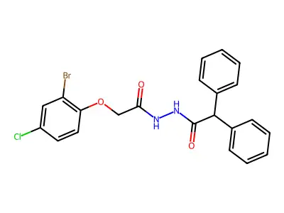 N'-[2-(2-bromo-4-chlorophenoxy)acetyl]-2,2-diphenylacetohydrazide structure