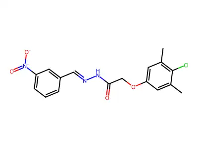 2-(4-Chloro-3,5-dimethylphenoxy)-N-[(3-nitrophenyl)methylidene]ethanehydrazonic acid structure
