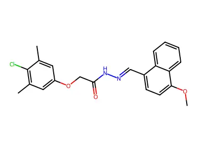 2-(4-chloro-3,5-dimethylphenoxy)-N-[(4-methoxynaphthalen-1-yl)methylideneamino]acetamide structure