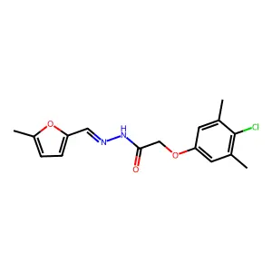 2-(4-Chloro-3,5-dimethylphenoxy)-N-[(5-methylfuran-2-yl)methylidene]ethanehydrazonic acid structure