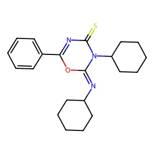 3-Cyclohexyl-2-cyclohexylimino-6-phenyl-1,3,5-oxadiazine-4-thione structure