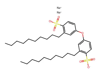 Disodium 4,4'-oxybis(decylbenzenesulphonate) structure