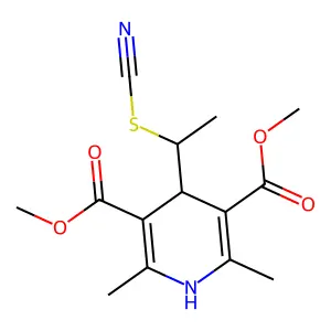 dimethyl 2,6-dimethyl-4-(1-thiocyanatoethyl)-1,4-dihydropyridine-3,5-dicarboxylate structure