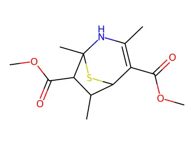 Dimethyl 1,3,6-trimethyl-8-thia-2-azabicyclo[3.2.1]oct-3-ene-4,7-dicarboxylate structure