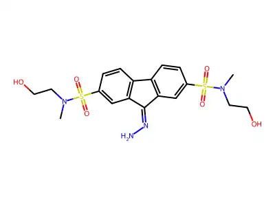 9-hydrazono-N,N'-bis(2-hydroxyethyl)-N,N'-dimethyl-9H-fluorene-2,7-disulfonamide structure
