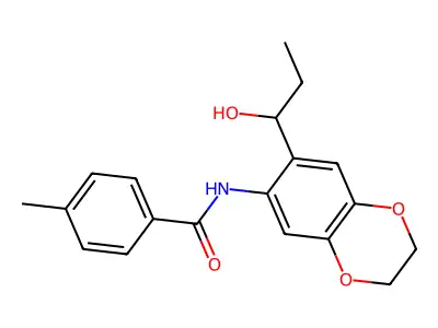 N-[7-(1-hydroxypropyl)-2,3-dihydro-1,4-benzodioxin-6-yl]-4-methylbenzamide structure