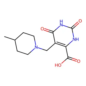 5-((4-methylpiperidin-1-yl)methyl)-2,6-dioxo-1,2,3,6-tetrahydropyrimidine-4-carboxylic acid structure