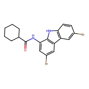 N-(3,6-dibromo-9H-carbazol-1-yl)cyclohexanecarboxamide structure