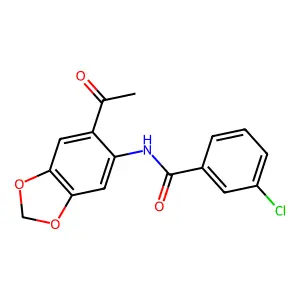 N-(6-acetyl-1,3-benzodioxol-5-yl)-3-chlorobenzenecarboxamide structure