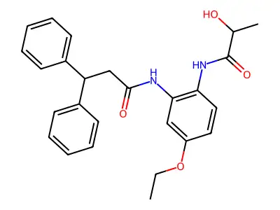 N-[5-ethoxy-2-(lactoylamino)phenyl]-3,3-diphenylpropanamide structure