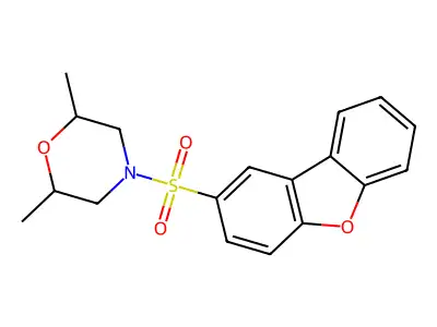 4-Dibenzofuran-2-ylsulfonyl-2,6-dimethylmorpholine structure